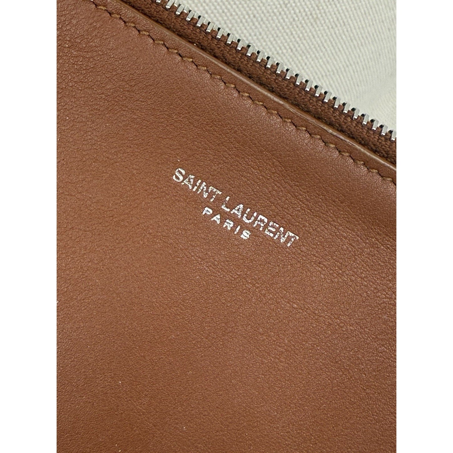 Saint Laurent Rive Gauche Linen Leather Women’s Bucket Bag in Beige
