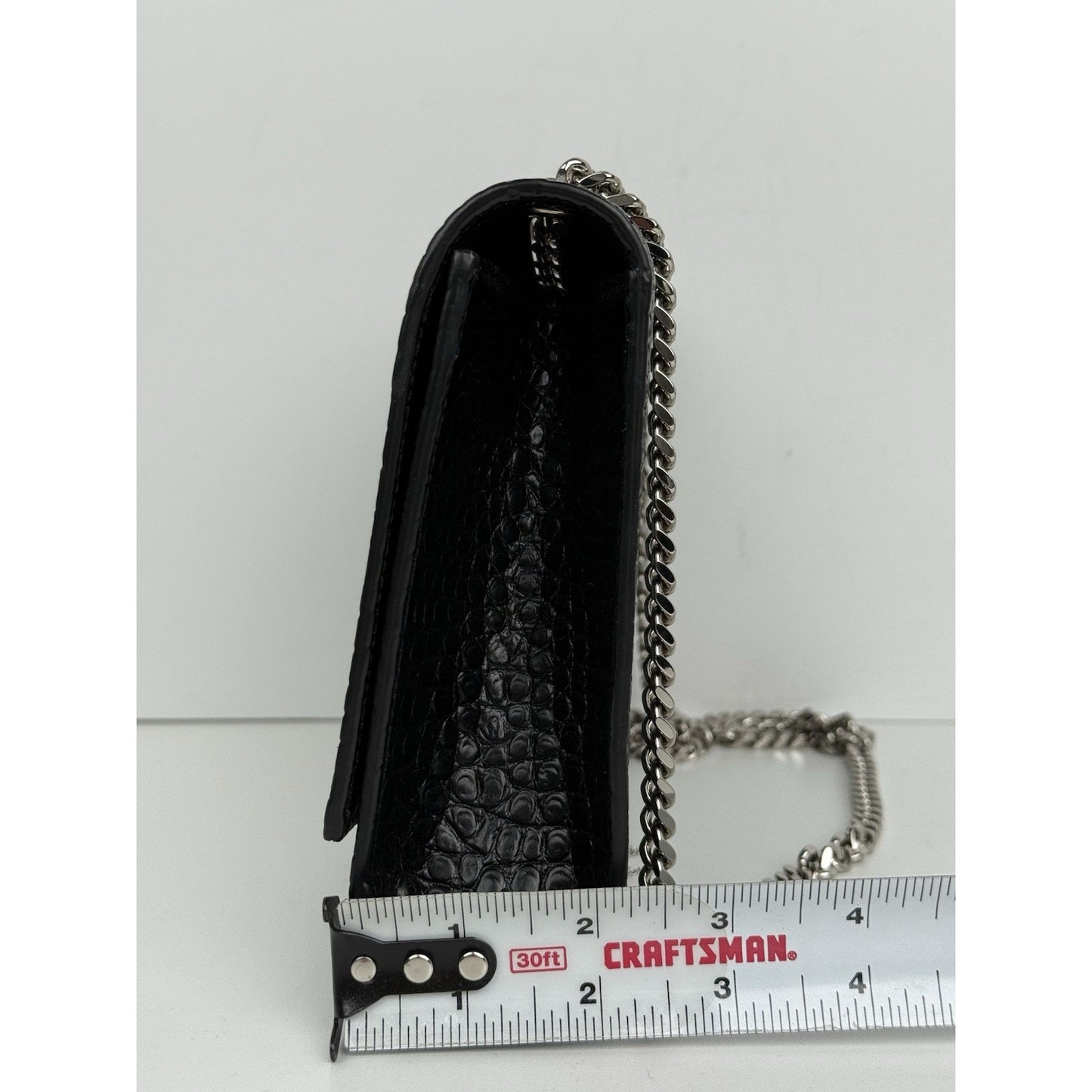 Saint Laurent Kate Tassel Croc-Embossed Leather Shoulder Bag in Black