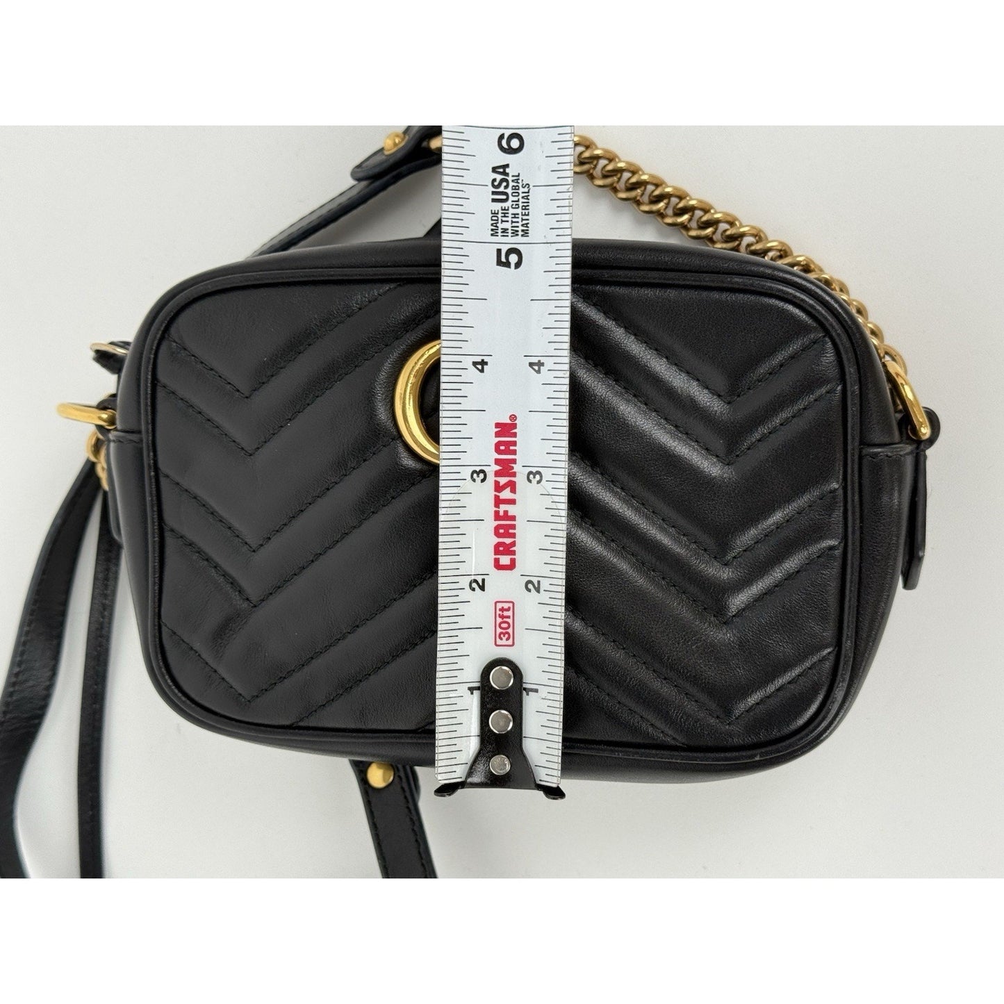 Gucci Marmont GG Black Leather Small Camera Women's Crossbody Bag