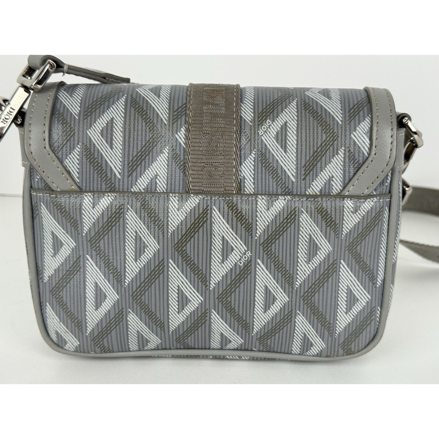Christian Dior Hit the Road Flap Crossbody Bag CD Diamond Coated Gray Canvas