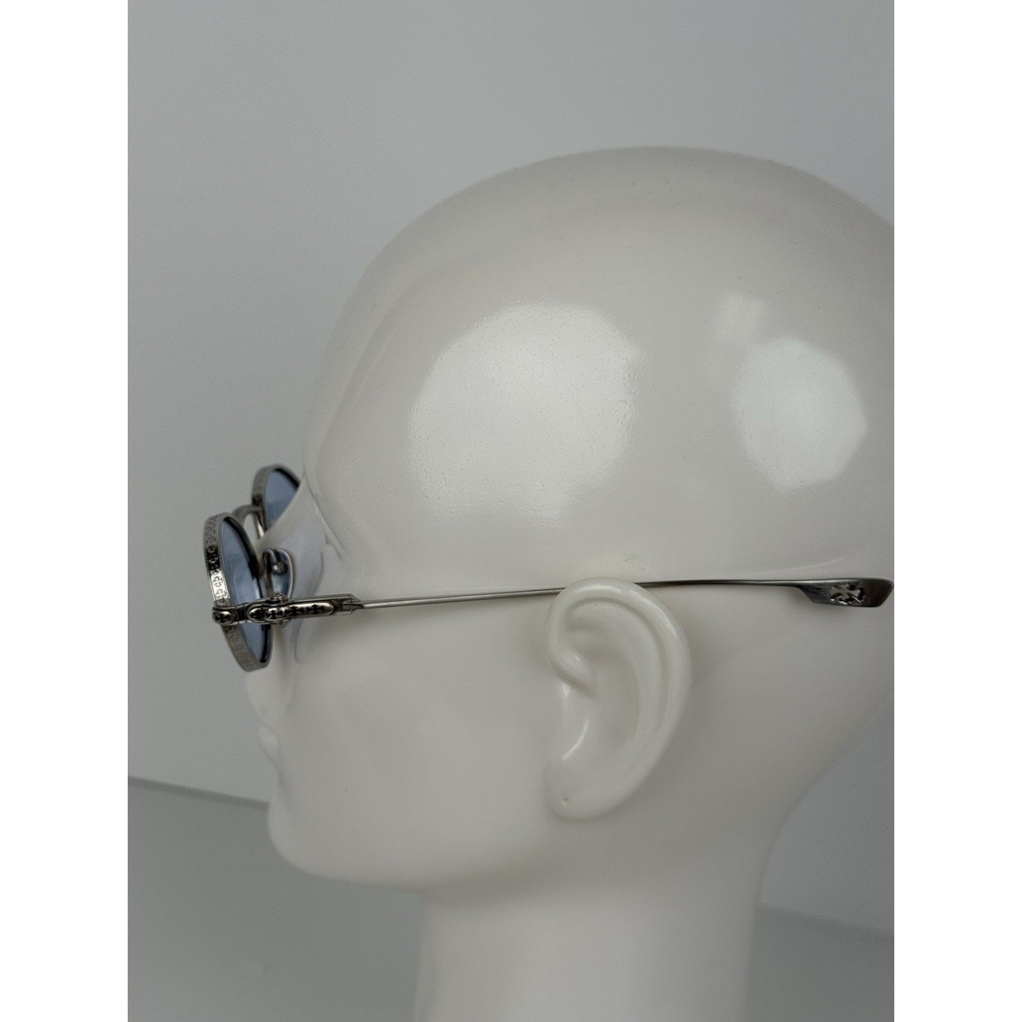 CHROME HEARTS Honey Dipped Sterling Silver Oval Blue Sunglasses