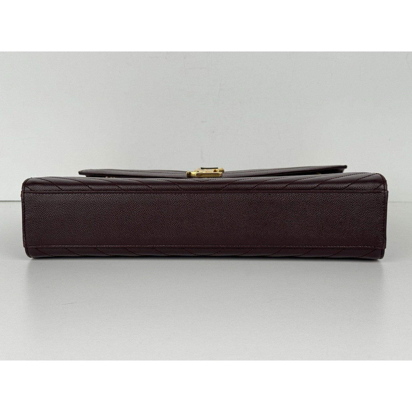 SAINT LAURENT Grain De Poudre Matelasse Chevron Large Monogram Satchel B-6