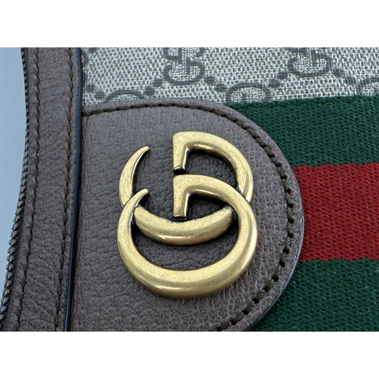 Gucci Ophidia Half Moon Hobo GG Coated Brown Canvas Small