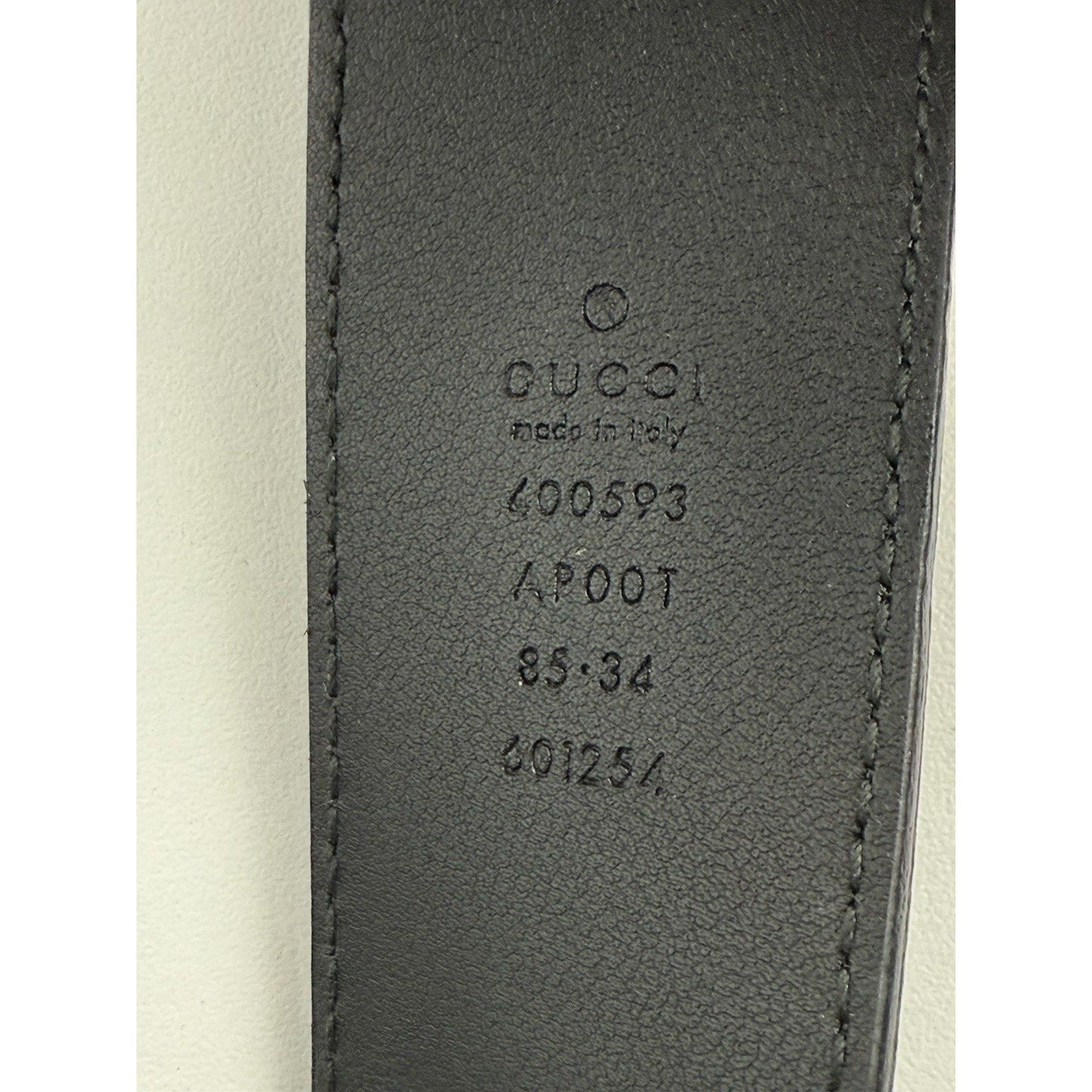 Gucci Interlocking GG Black Leather Women's Belt 85/34 400593-601254