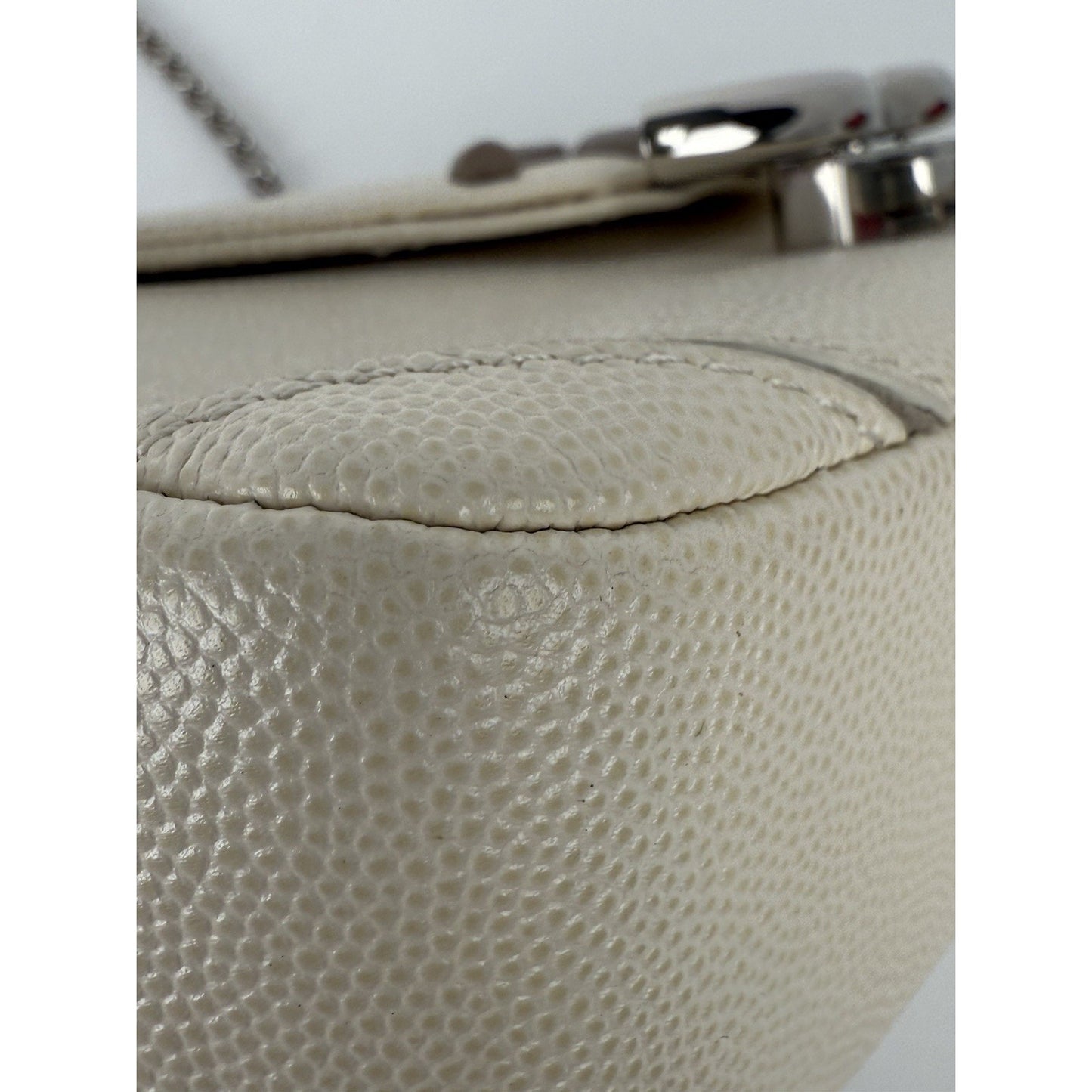 Chanel Macro Flap Bag Chevron Beige Caviar Leather Women's Bag