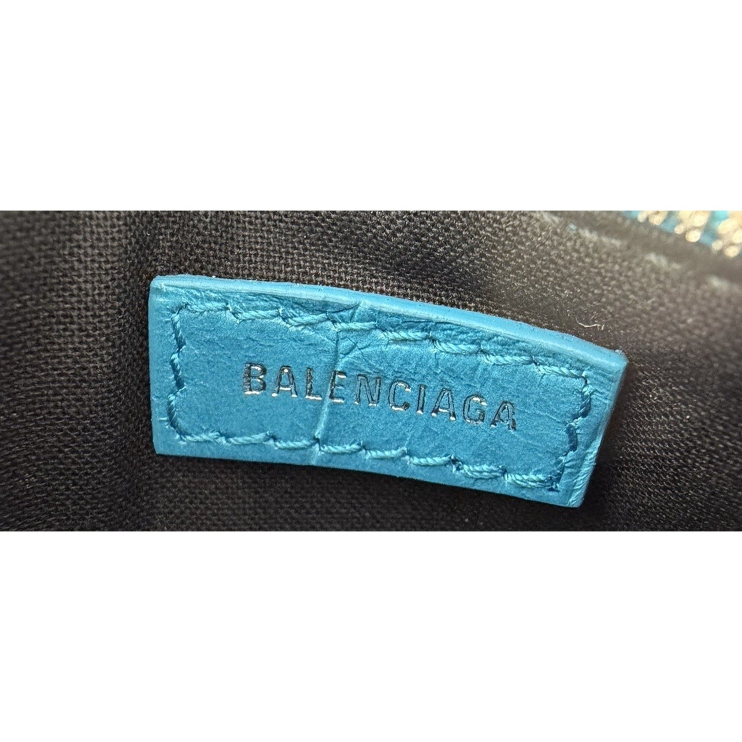 Balenciaga Le Cagole Coin Purse in Croc-Embossed Leather