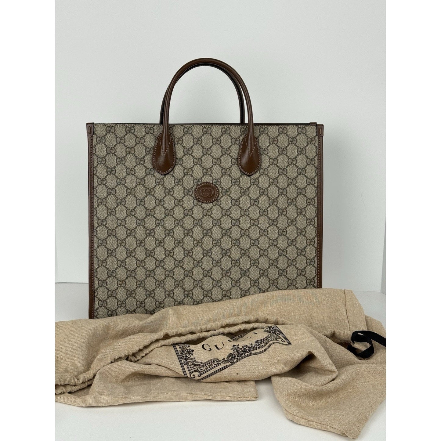 Gucci Interlocking G Tote And Shoulder Bag Women Brown Canvas