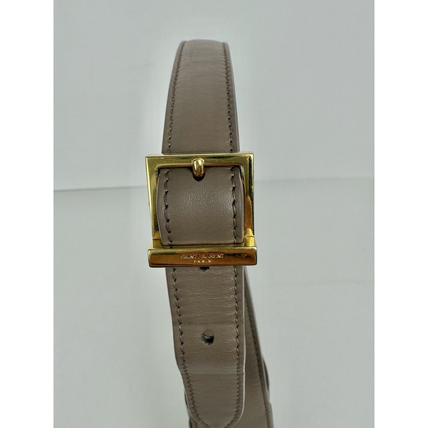 Saint Laurent Le 5 à 7 Beige Leather Shoulder Bag