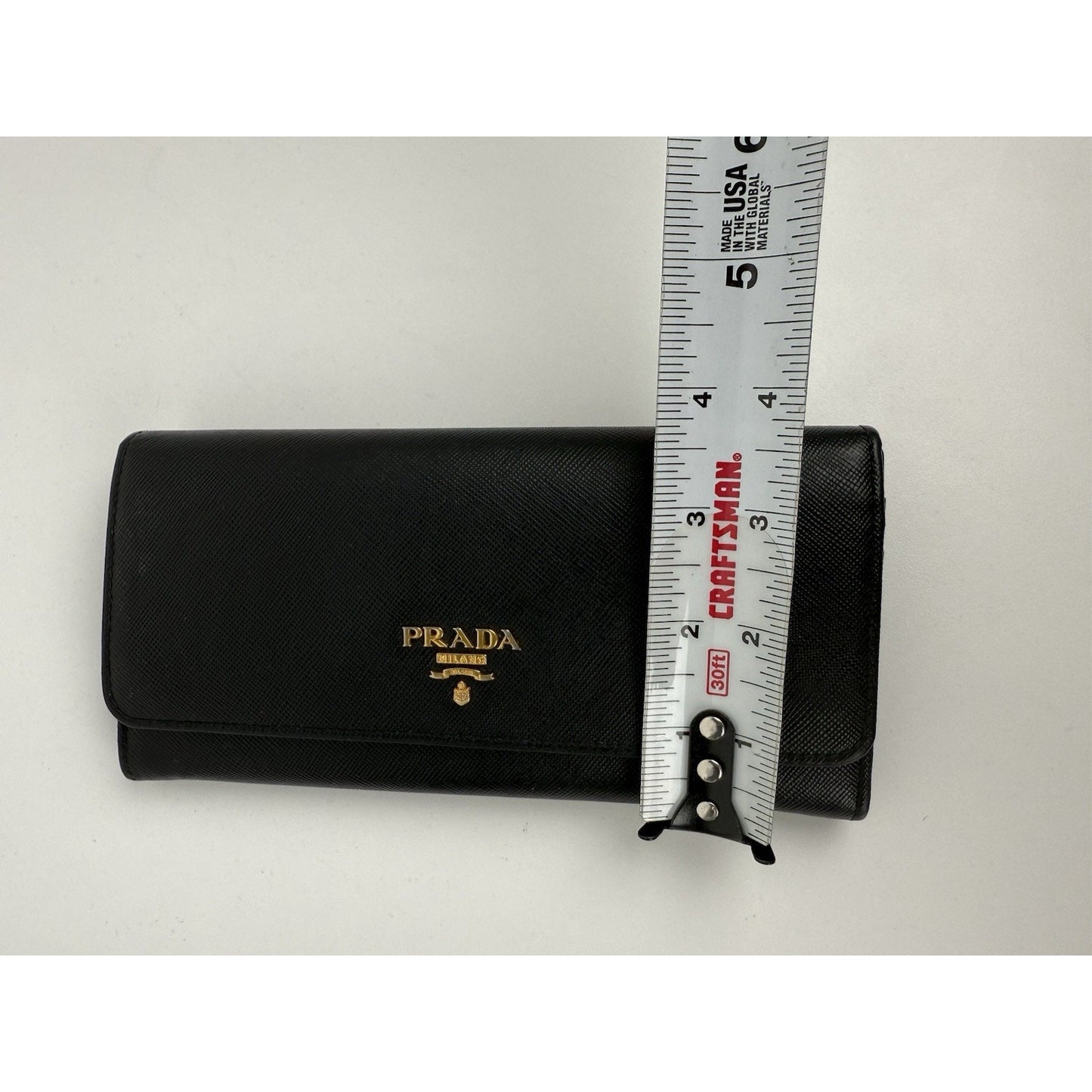 PRADA Black Leather Long Wallet