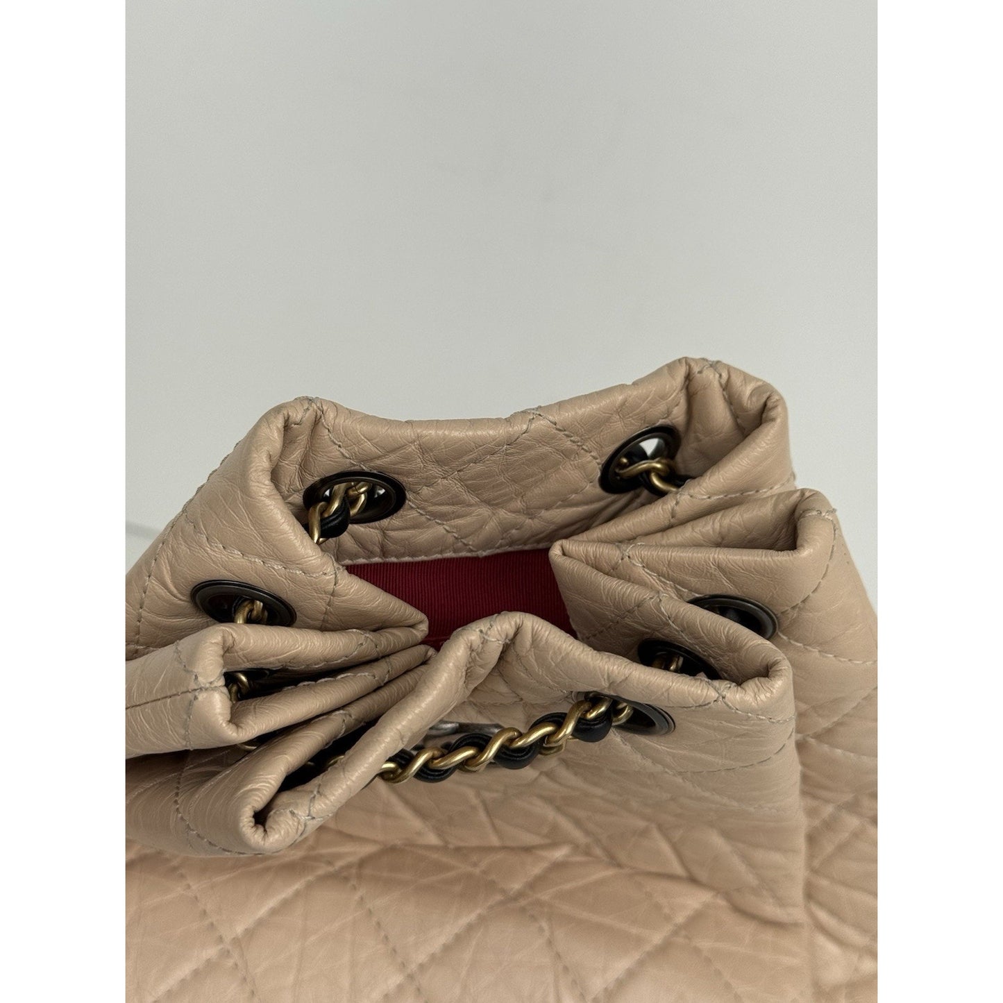 Chanel Gabrielle Small Backpack Aged Calfskin Beige and Black B-7