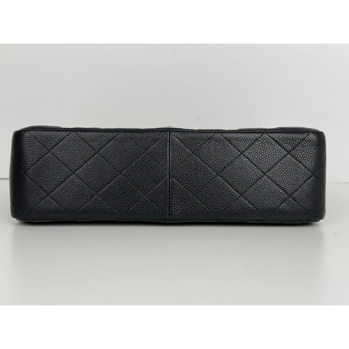 Chanel Classic Caviar Jumbo Double Flap Bag Black with Silver Hardware B-2