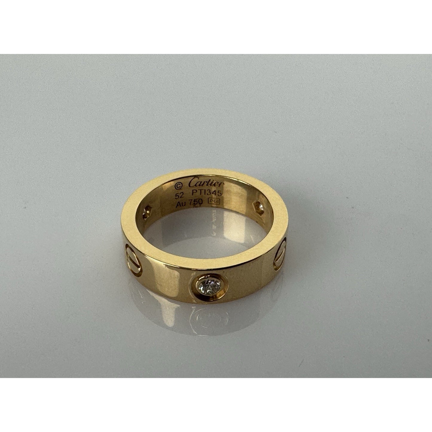 Cartier Love Classic 3-Diamond Band Ring in 18K Yellow Gold, Size 6