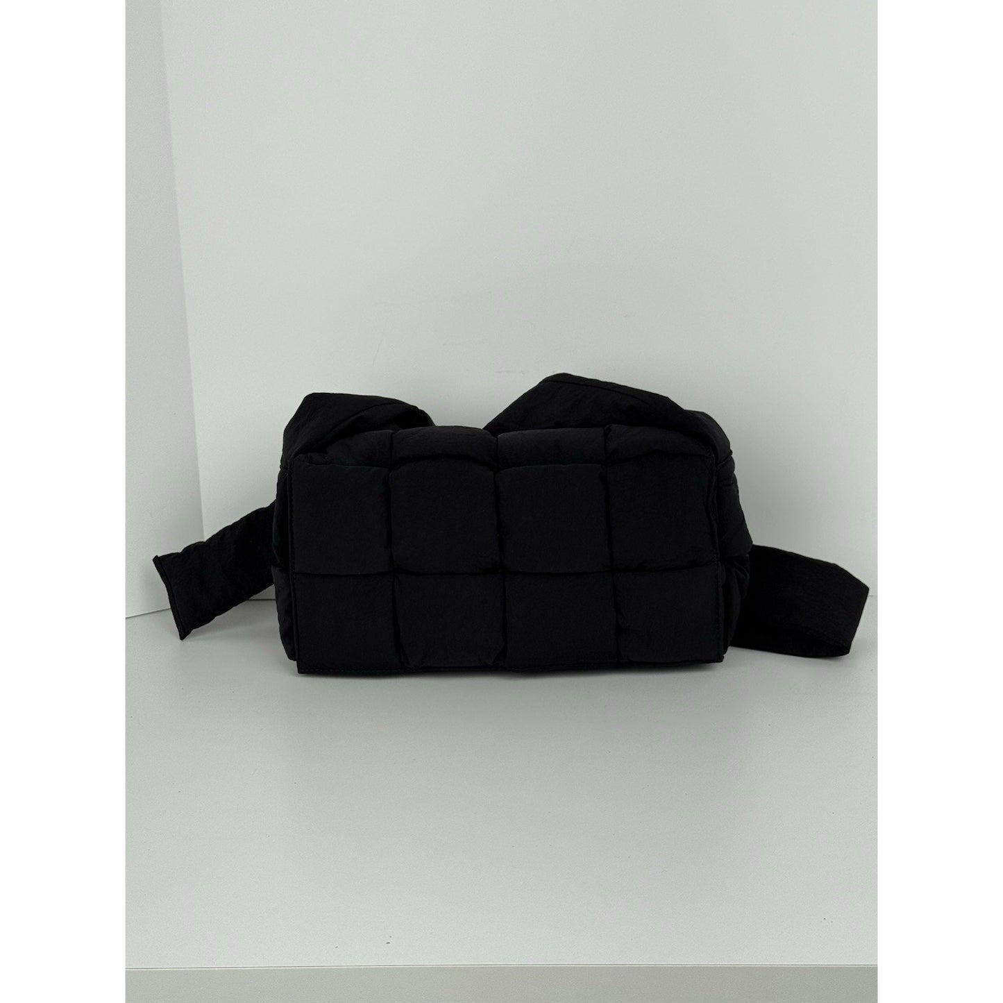 BOTTEGA VENETA Maxi Padded Tech Cassette Shoulder Bag Black Nylon Shoulder Bag