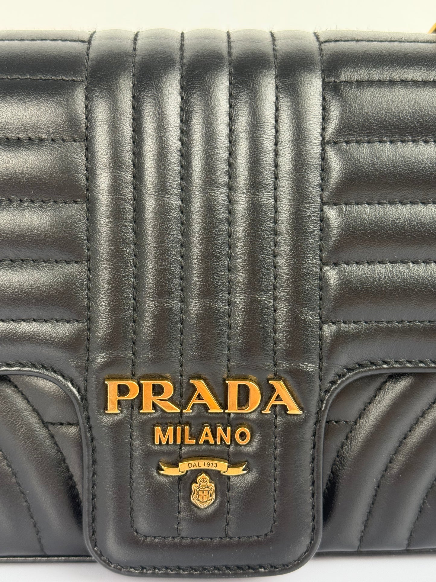 Prada Diagramme Black Leather Should Bag