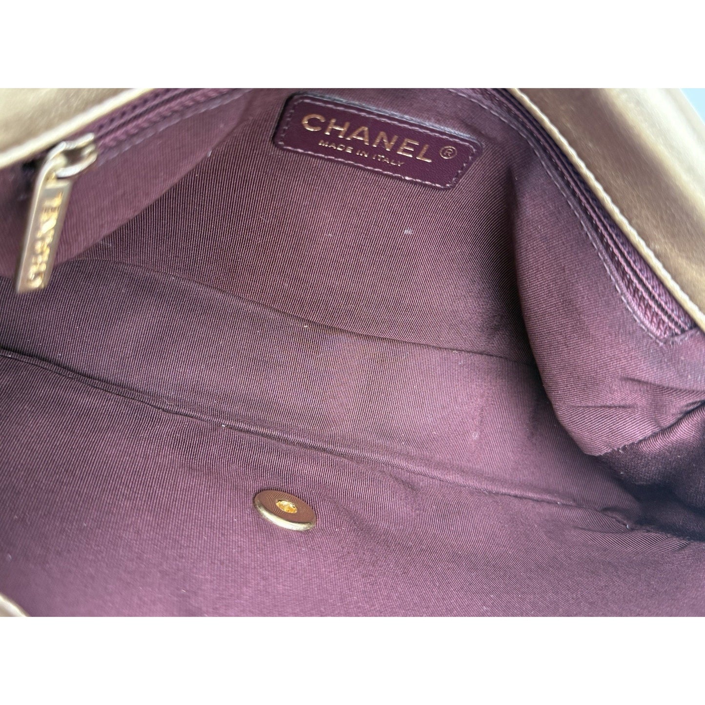 CHANEL Metallic Gold Lambskin Fish Skin Pattern Laser Cut Small Shoulder Bag