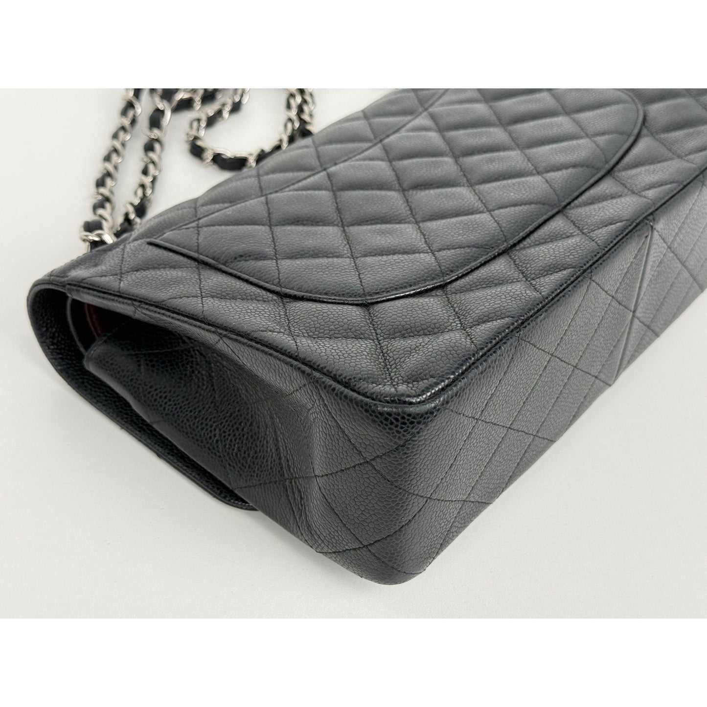 Chanel Classic Caviar Jumbo Double Flap Bag Black with Silver Hardware B-2