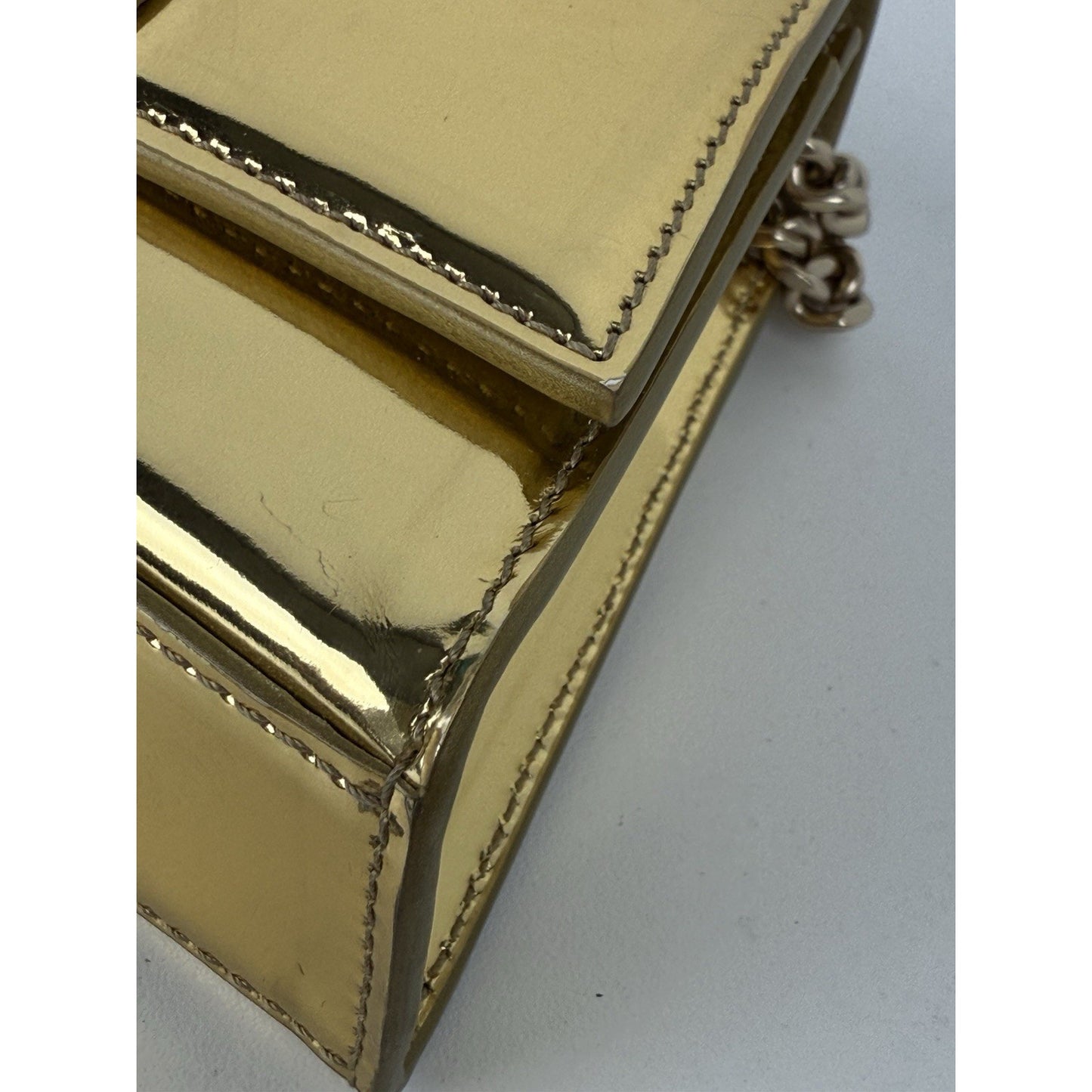 BALENCIAGA Hourglass Mirror Wallet On Chain Bag in Gold