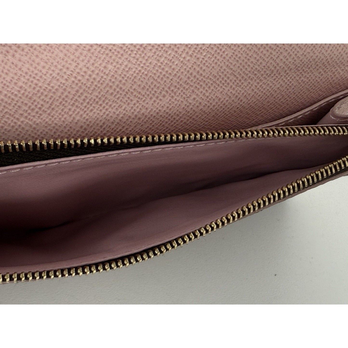 Louis Vuitton Damier Ebene Caïssa Wallet Rose Ballerine with Gold Hardware