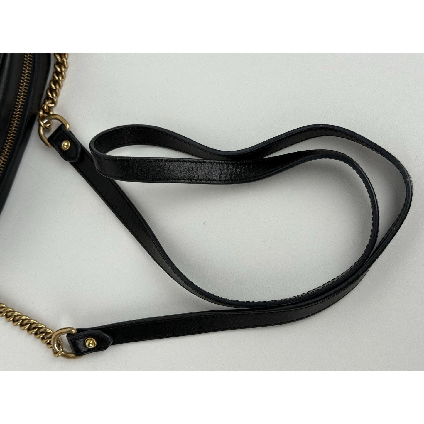 Gucci Marmont GG Black Leather Small Camera Women's Crossbody Bag