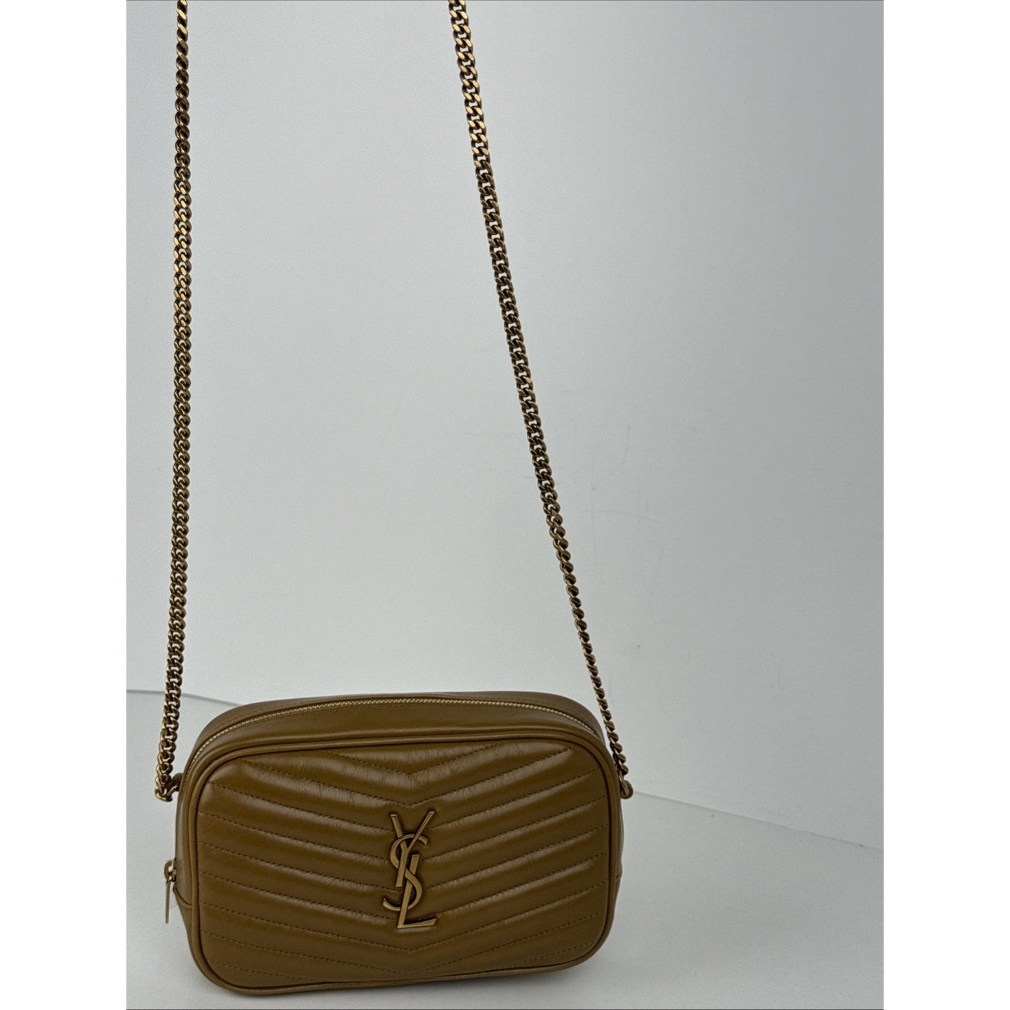 Saint Laurent Mini Lou Camera Leather Tabac Brown Women's Crossbody Bag