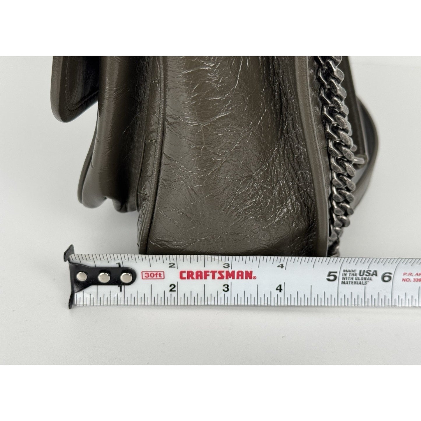 Saint Laurent Niki Medium Crinkled Matelassé Chain Satchel Dark Green C-6