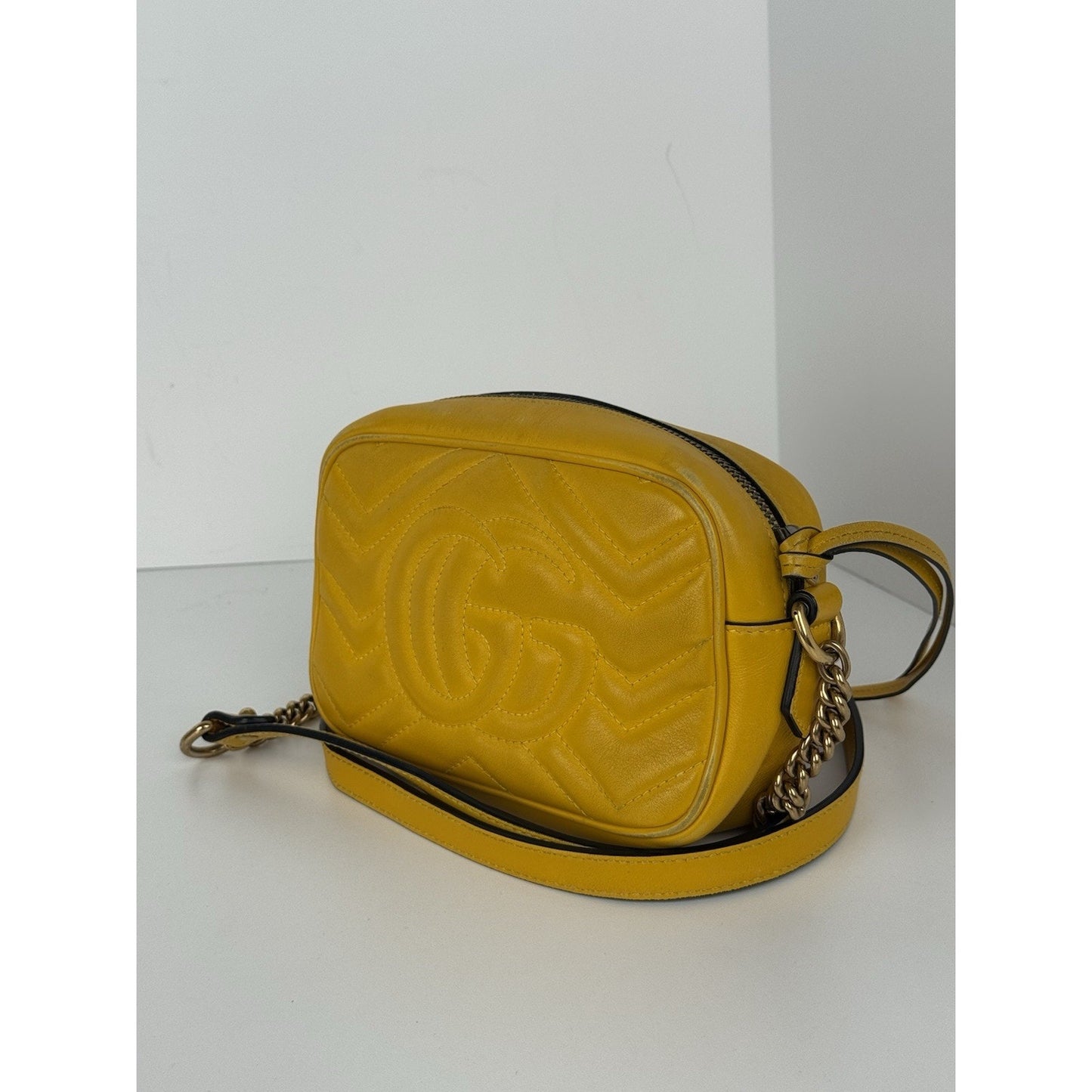 Gucci Mini Marmont Matelassé Yellow Leather Shoulder Bag