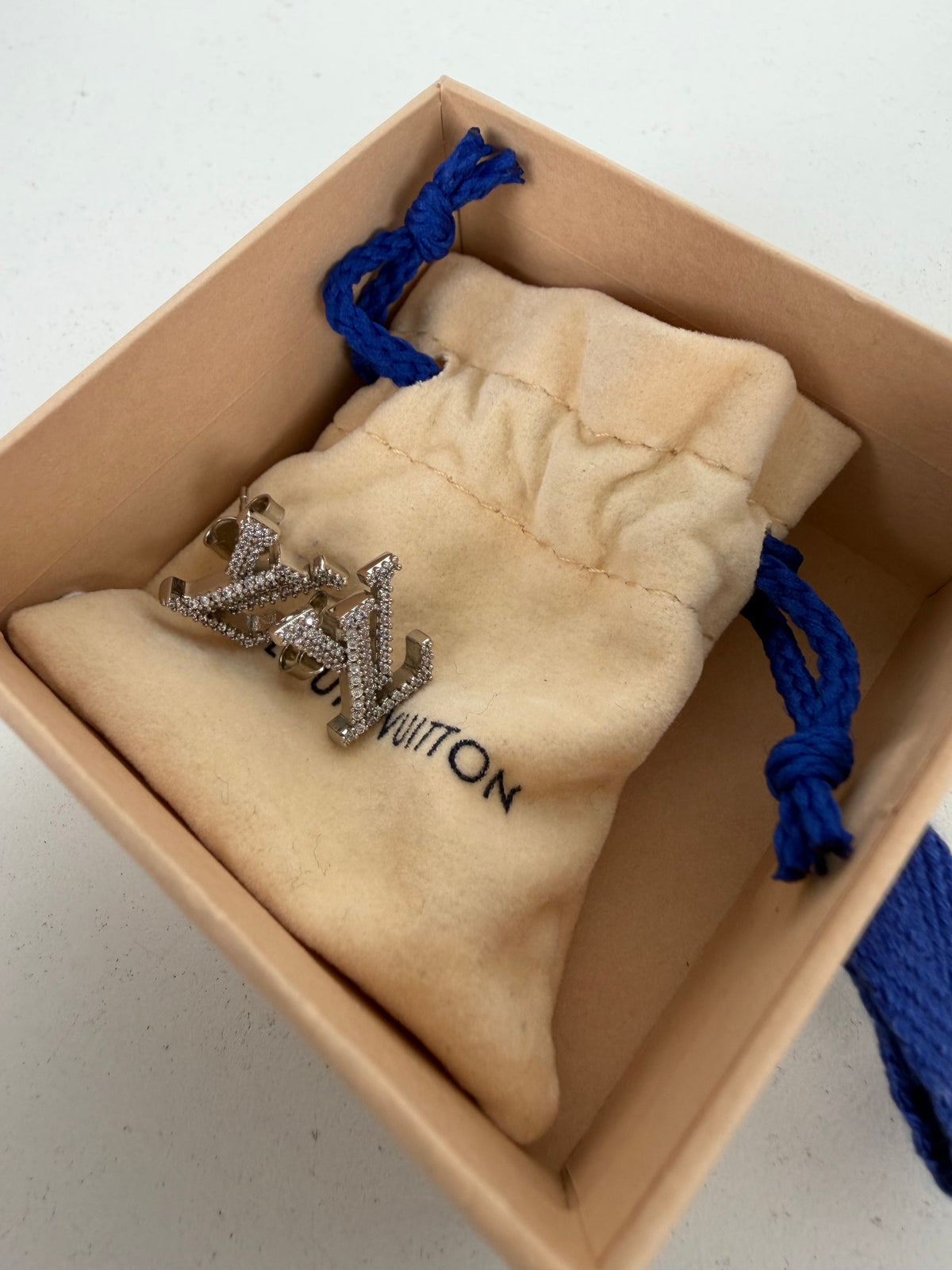 Louis Vuitton LV Iconic Earrings in Silver-Color Metal with Crystal Embellishments
