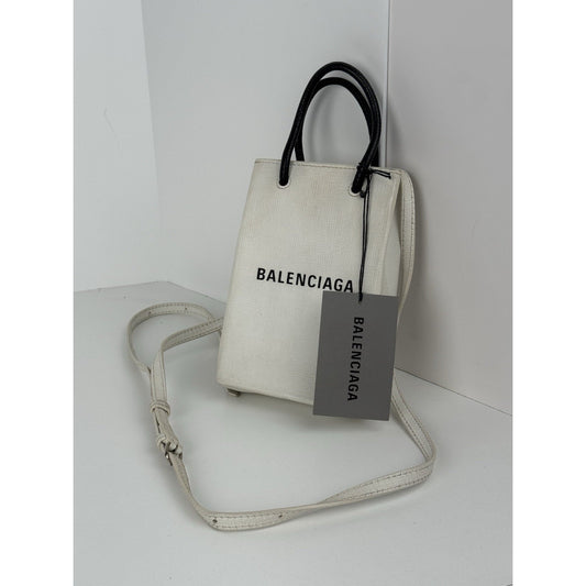 Balenciaga Leather White Phone Women's Shoulder Bag