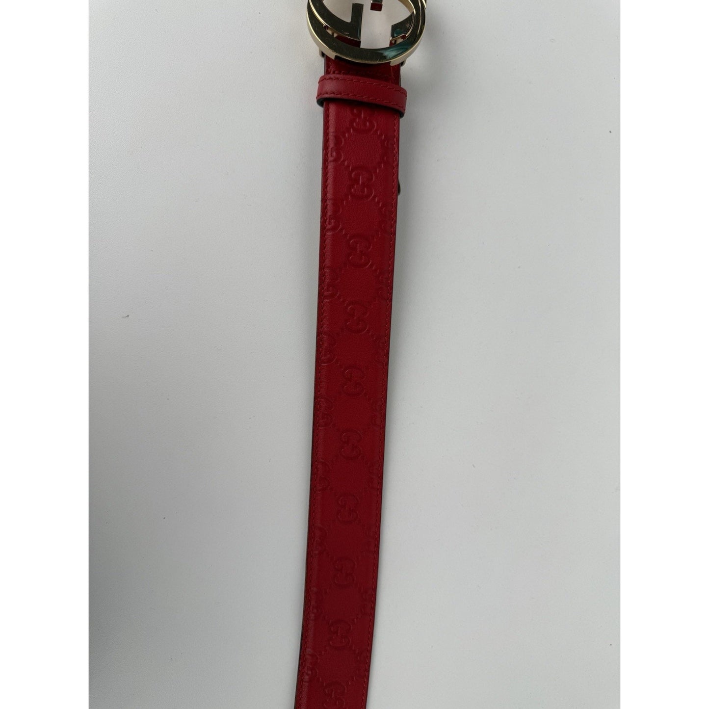 Gucci GG Gold Buckle Red Guccissima Monogram Leather Belt 90 cm
