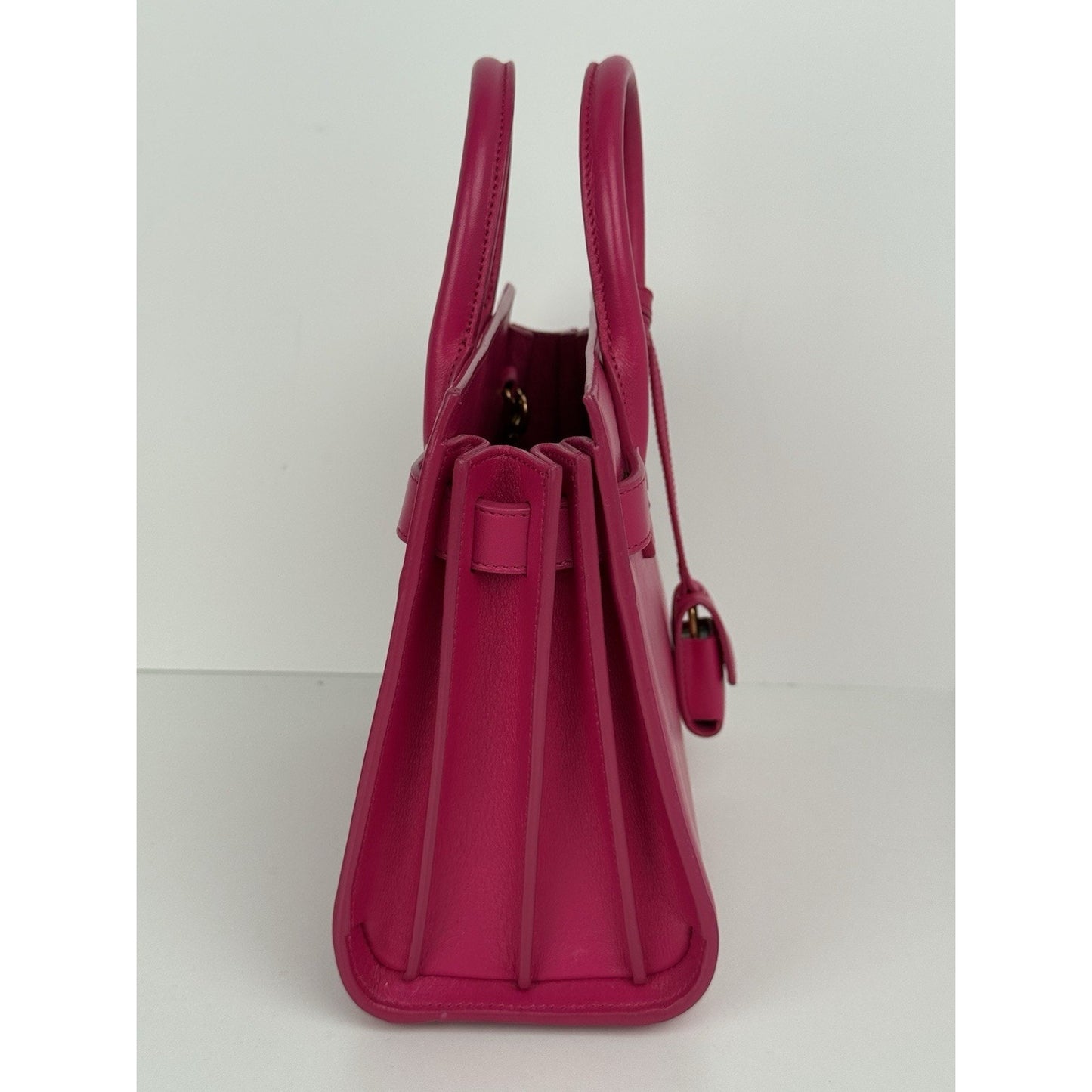 SAINT LAURENT Pink Leather Sac de jour Nano Women's Bag with Shoulder Strap