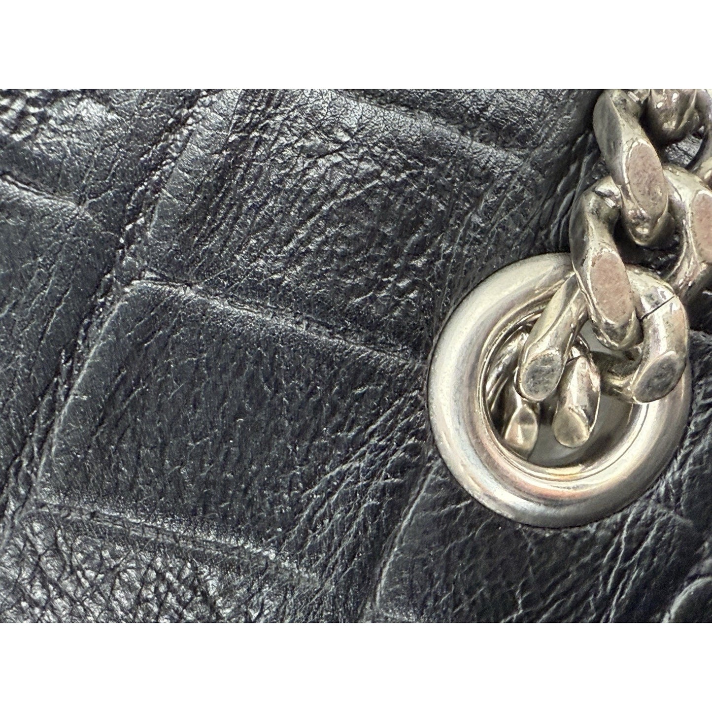 SAINT LAURENT Calfskin Crocodile Embossed Medium Kate Tassel Crossbody Black