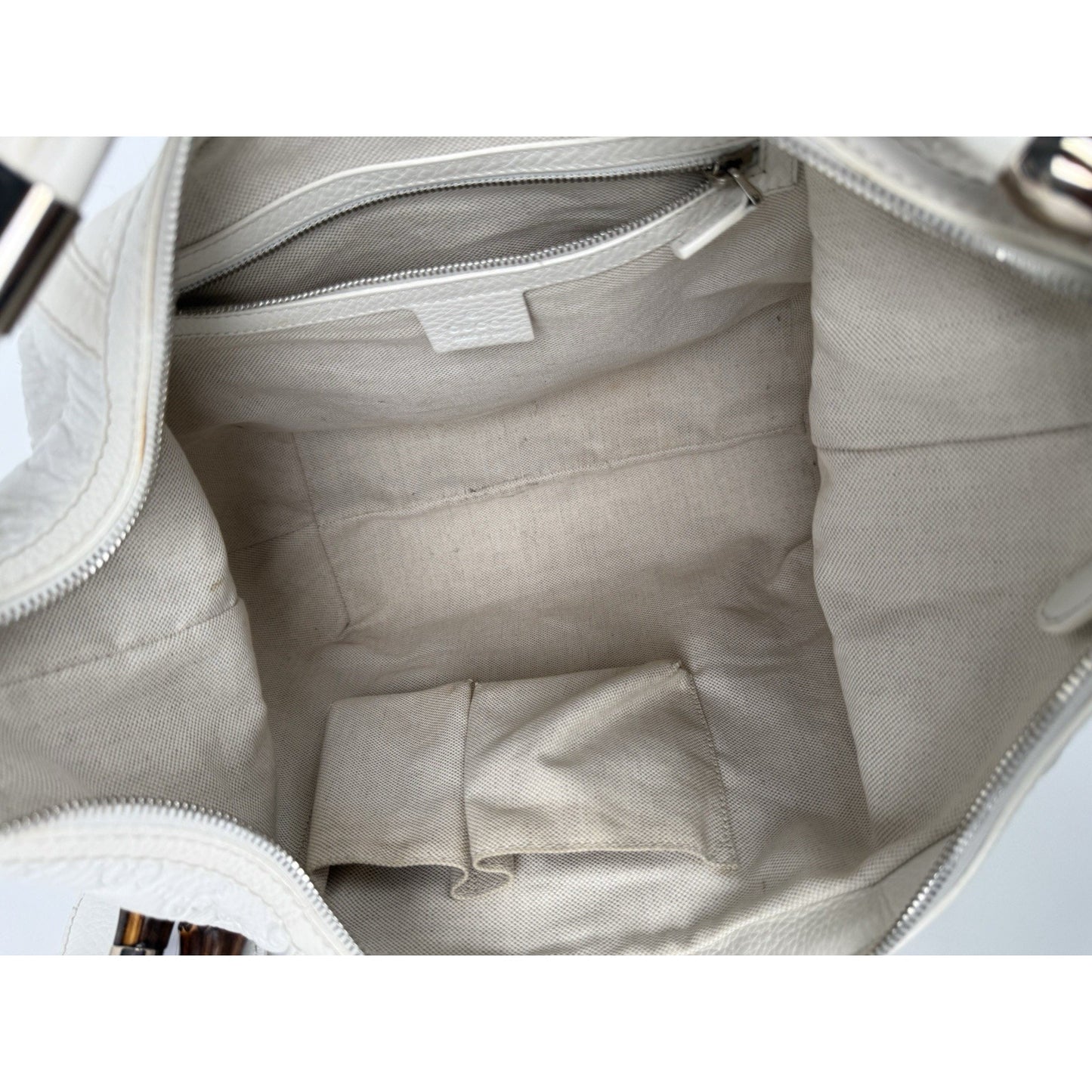 Gucci Guccissima Medium Techno Horsebit Hobo White Leather