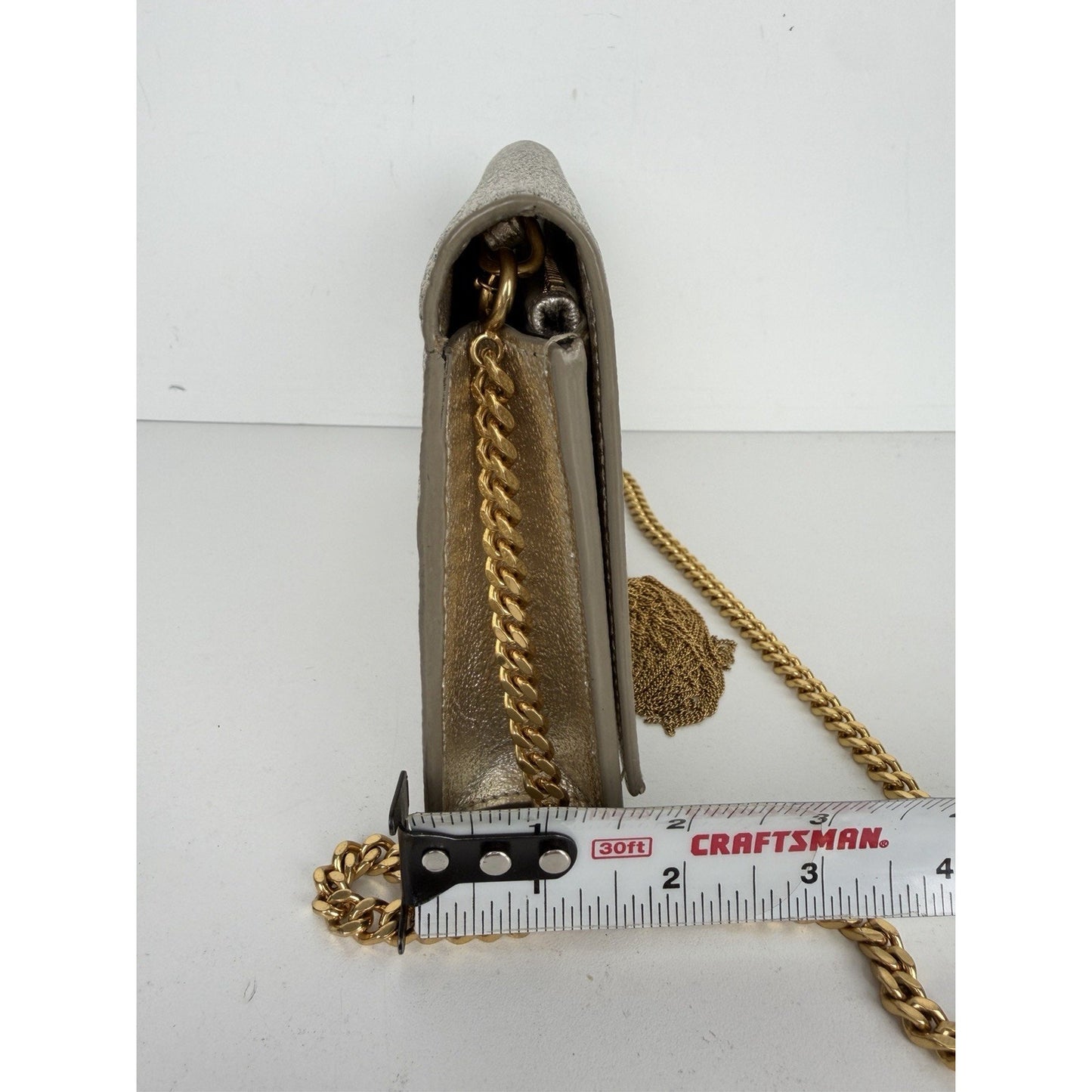 Saint Laurent Kate Small Tassel Wallet on Chain Bag in Gold Metallic Leather S06
