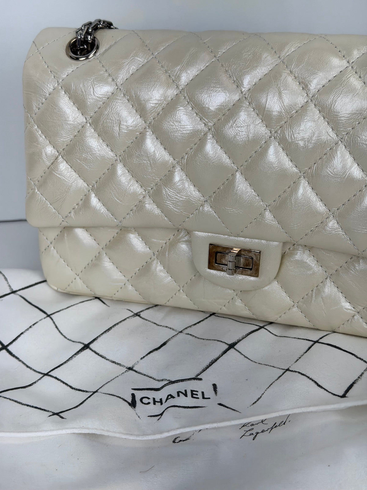 Chanel 2.55 Reissue Double Flap Bag in an Off-White 2018 YF2