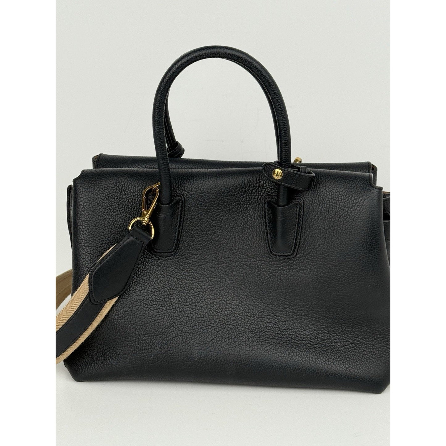 MCM Metallic Grained Black Calfskin Medium Milla Tote Spike Silver