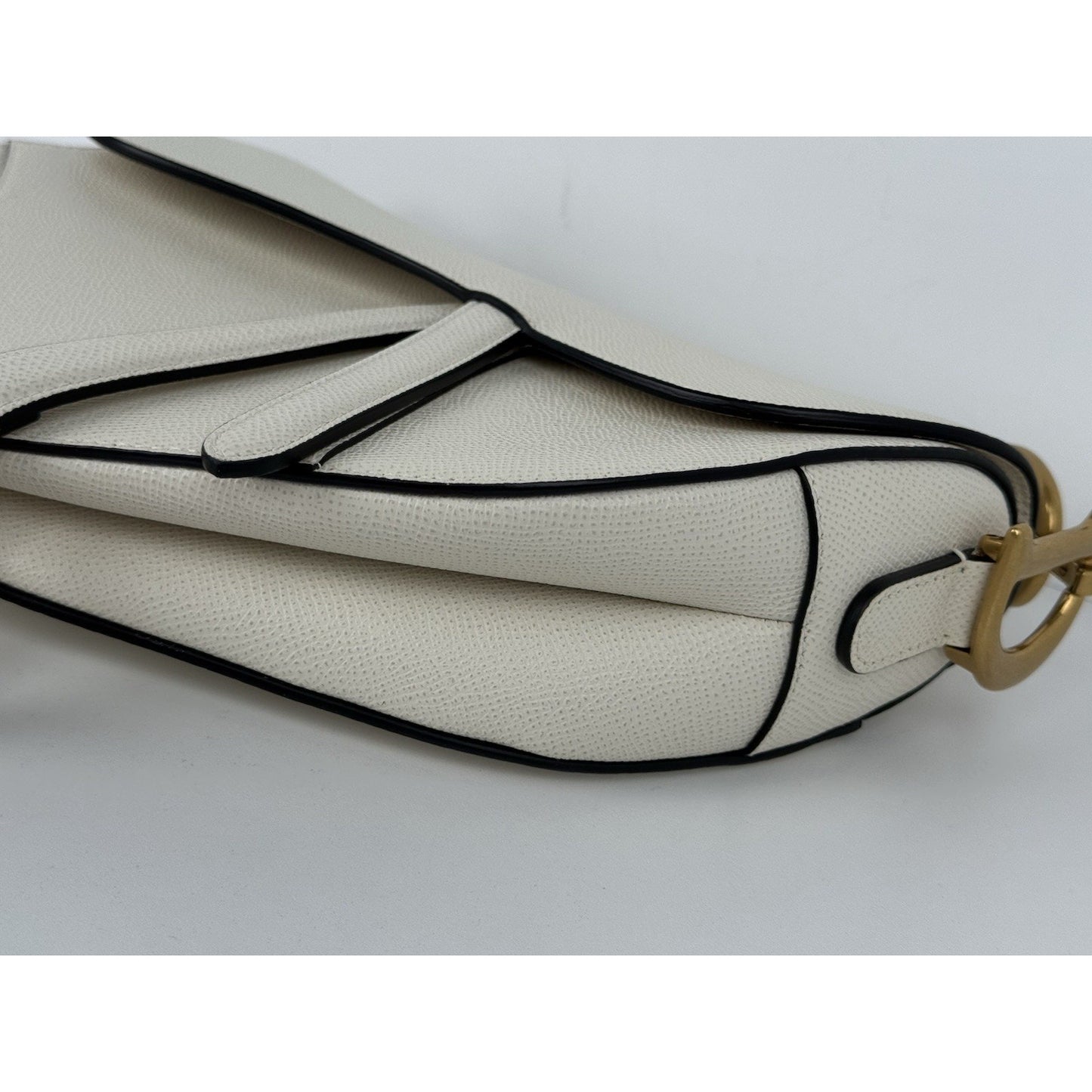 Christian Dior Medium Saddle White Leather Shoulder Bag