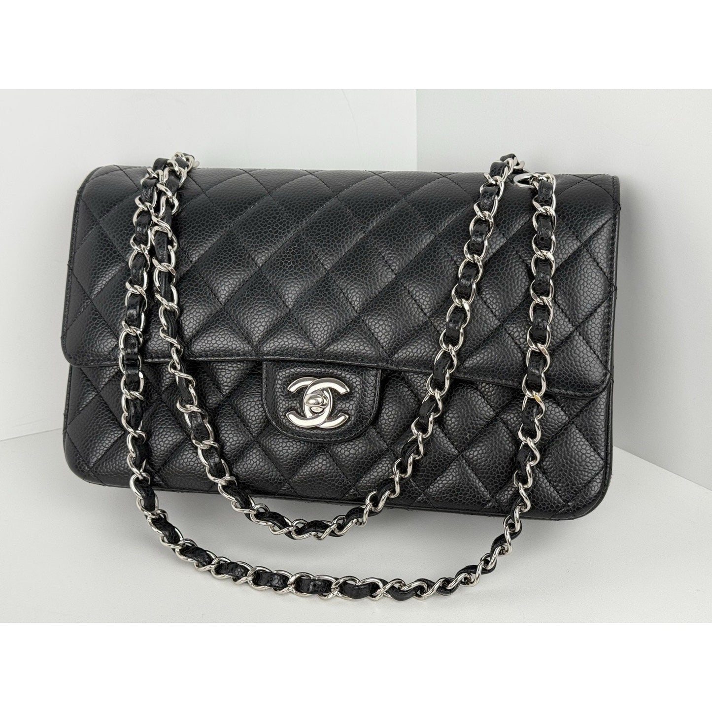 Chanel Classic Double Flap Medium Quilted Caviar Leather Shoulder Bag