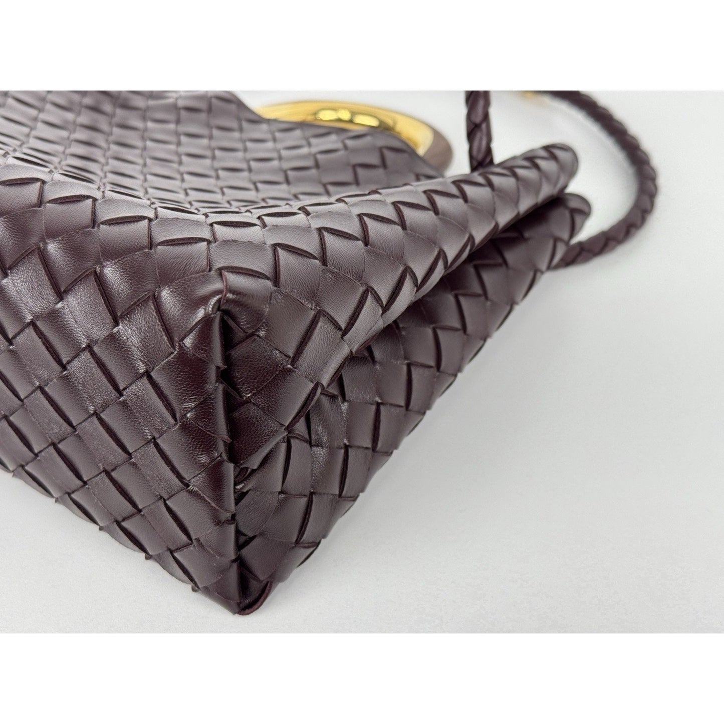 Bottega Veneta Intrecciato Leather Top Handle Bag – Burgundy Gold Hardware C-1