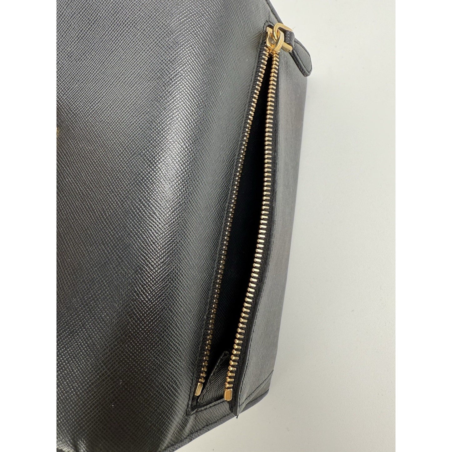PRADA Black Leather Long Wallet