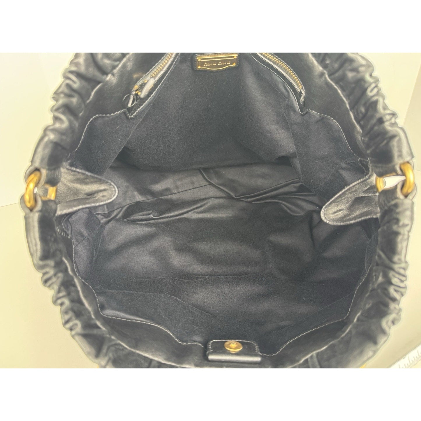 Miu Miu Vitello Lux Shoulder Bag Black Leather with Gold Hardware C-6