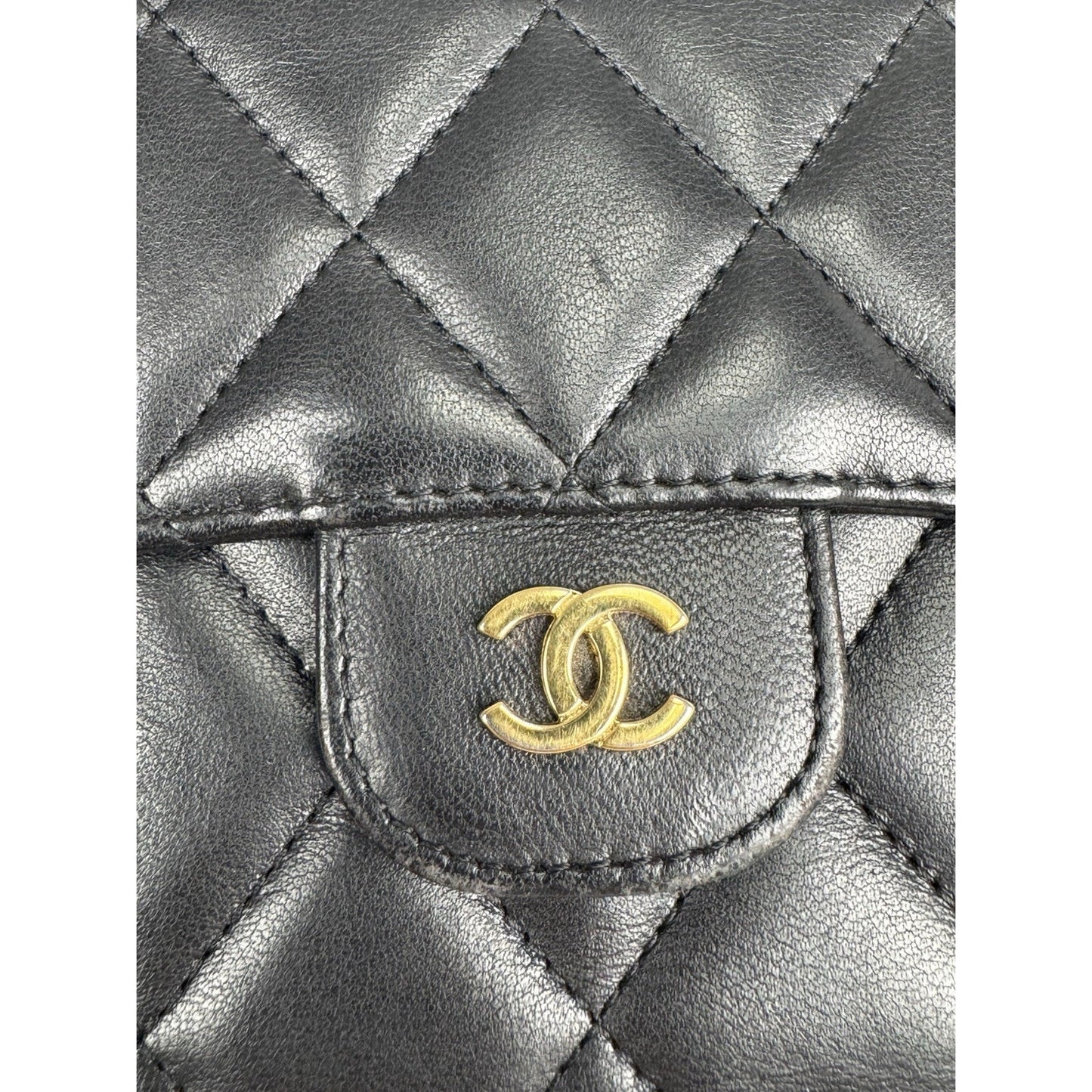 Chanel Large Flap Wallet in Black Diamond Quilted Lambskin w Gold Hardware B-9