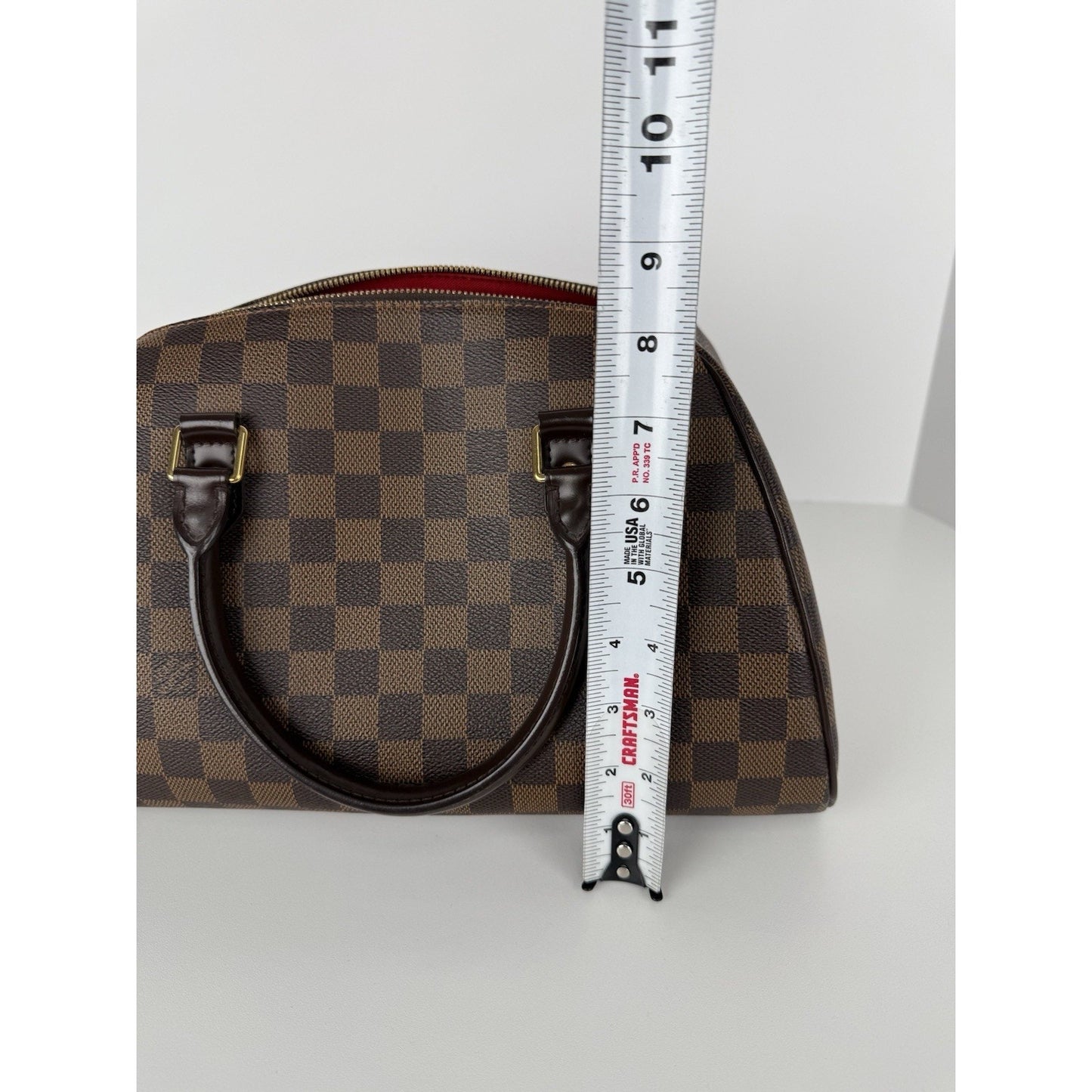 Louis Vuitton Ribera Handbag Damier Ebene Brown Canvas Women's Bag