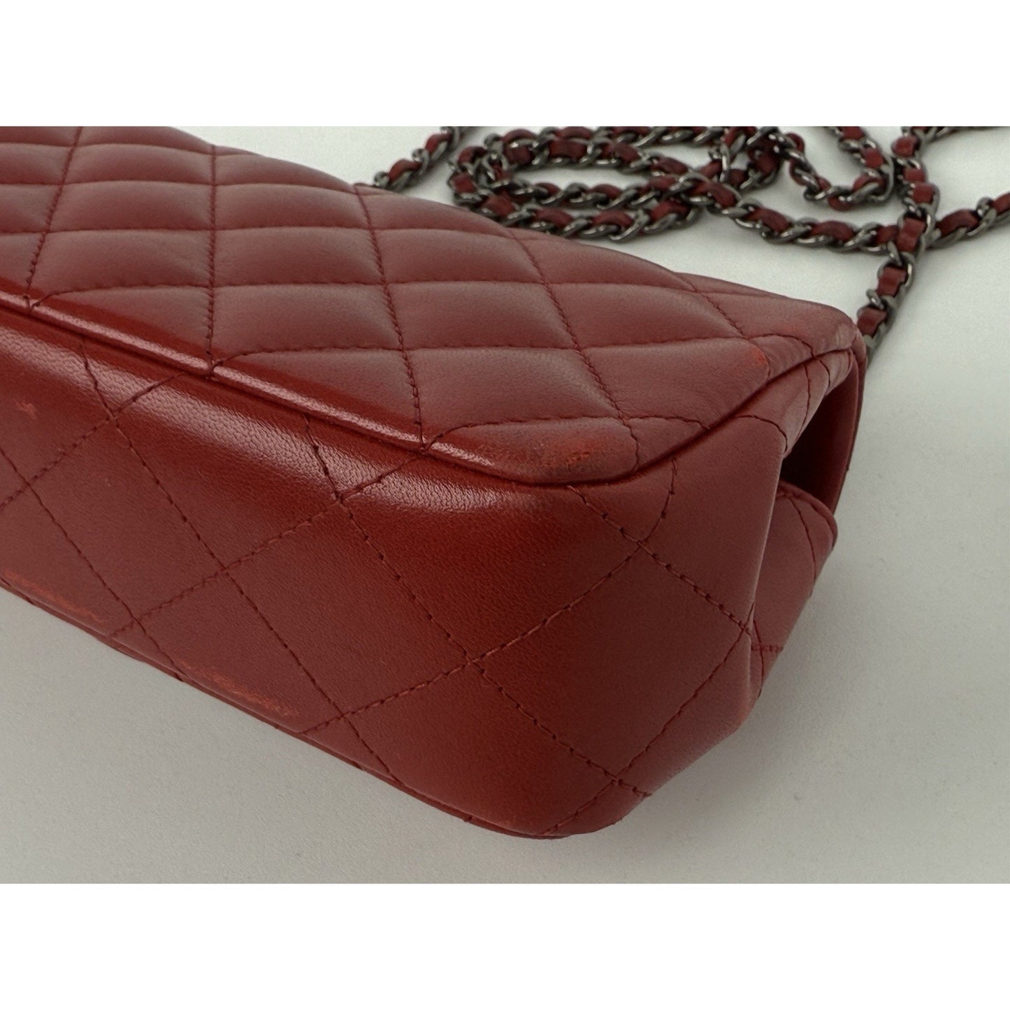 Chanel Classic Timeless Leather Crossbody Bag Red with Silver Hardware