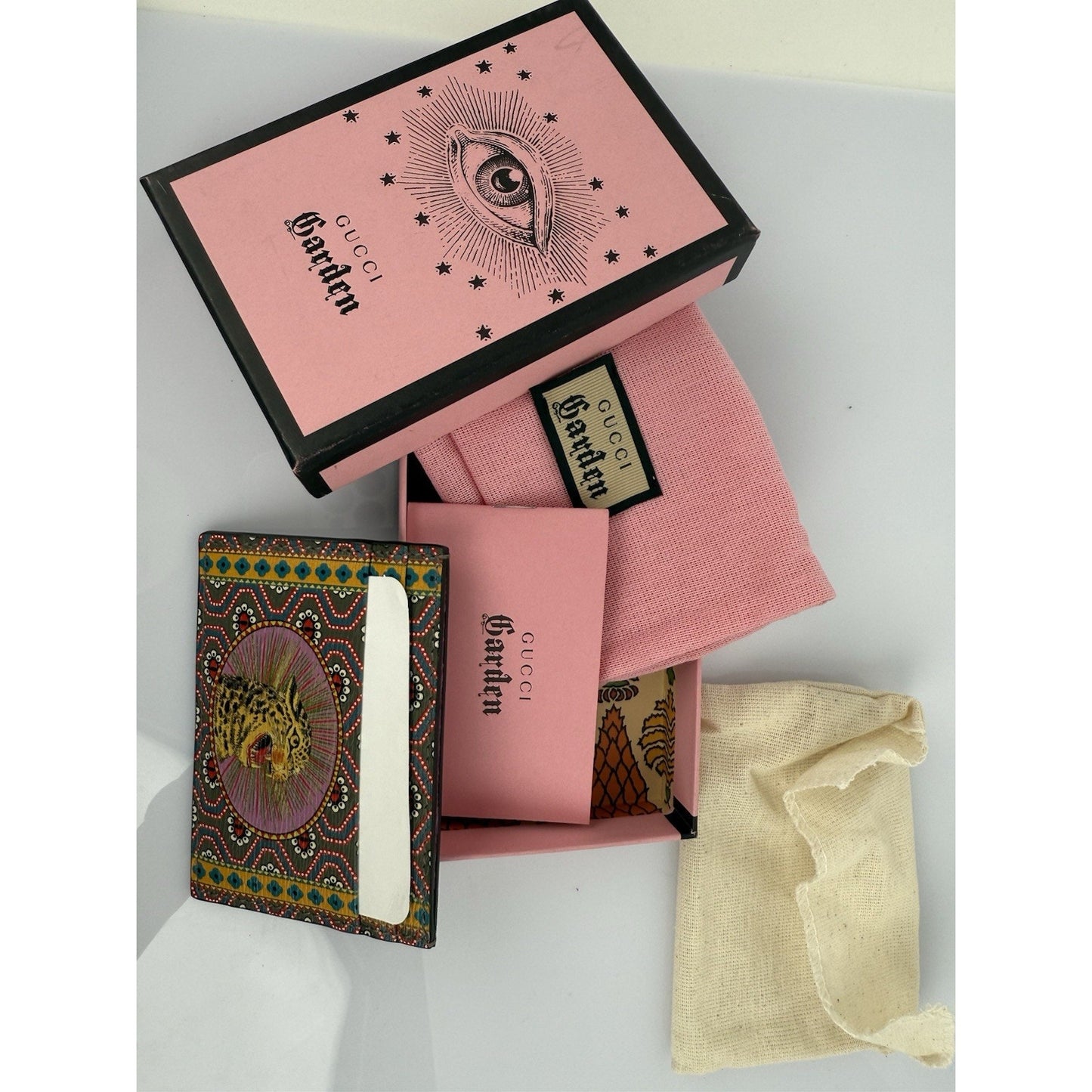 GUCCI Garden Tiger Pink Card Holder Wallet Unisex