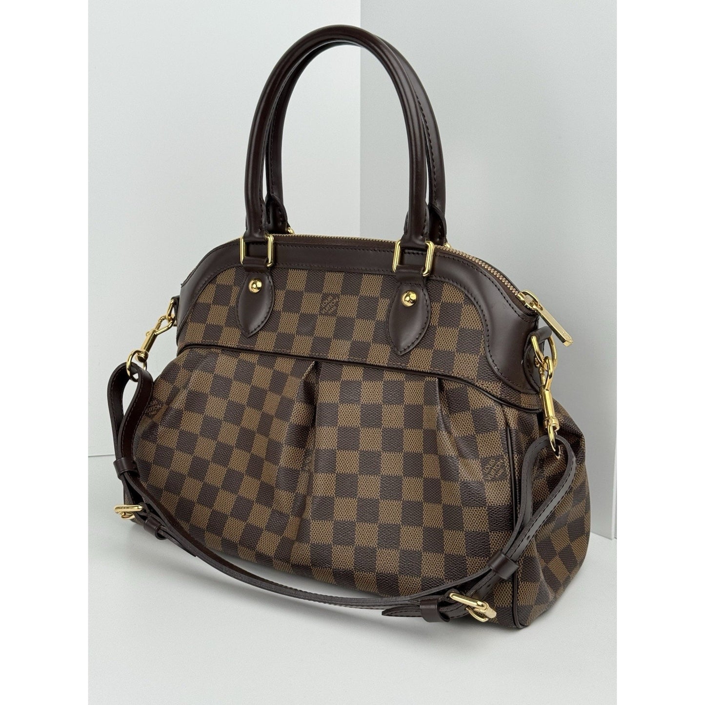 Louis Vuitton Trevi Shoulder Bag PM Brown Canvas Damier Ebene