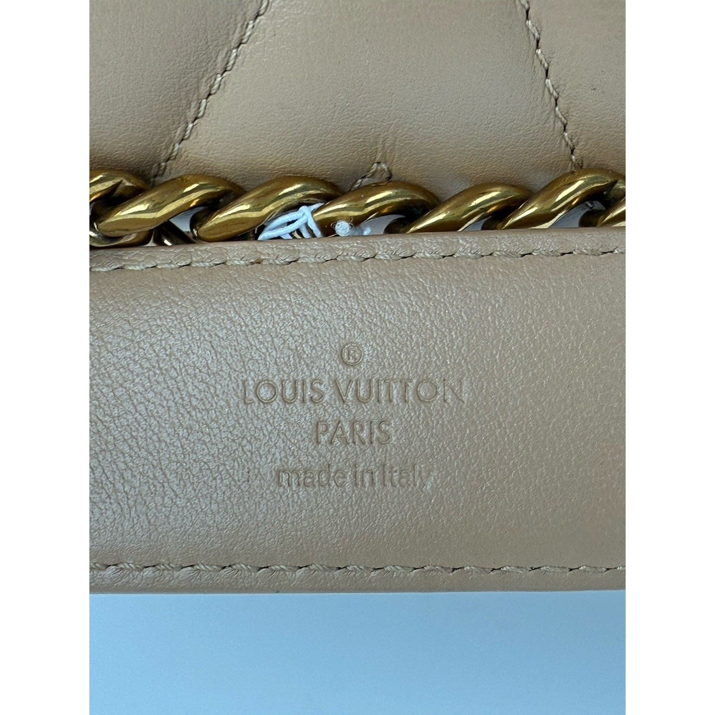 LOUIS VUITTON Beige Leather New Wave Chain Strap MM Noisette Shoulder Bag
