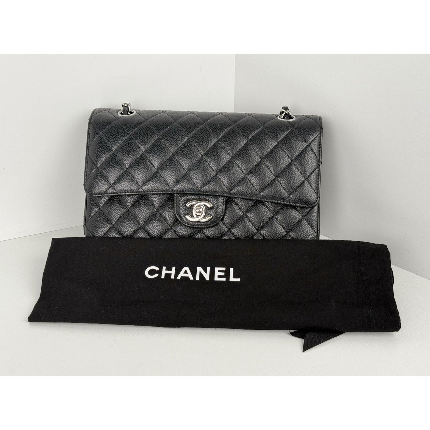 Chanel Classic Double Flap Medium Quilted Caviar Leather Shoulder Bag