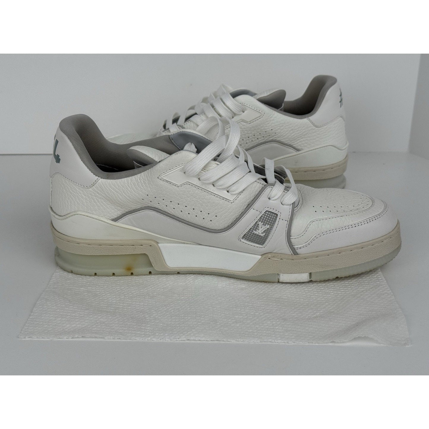 Louis Vuitton LV Trainer White Leather Men's Sneakers Size 9