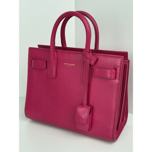 SAINT LAURENT Pink Leather Sac de jour Nano Women's Bag with Shoulder Strap