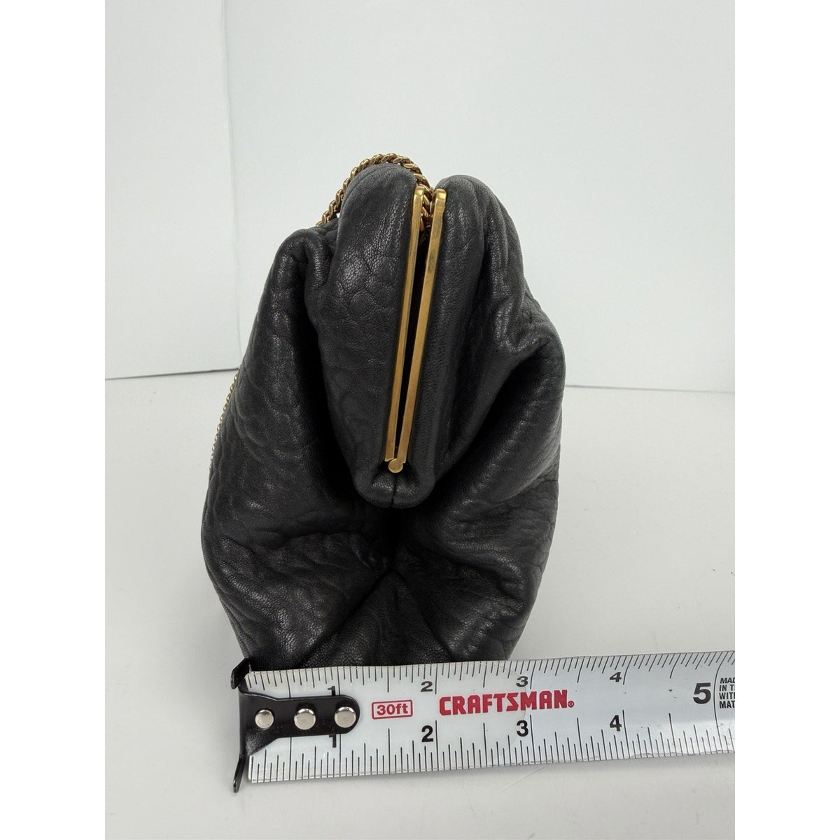 Saint Laurent Large Clutch in Nero Crafted Grained Leather Gold-Tone Hardware F3